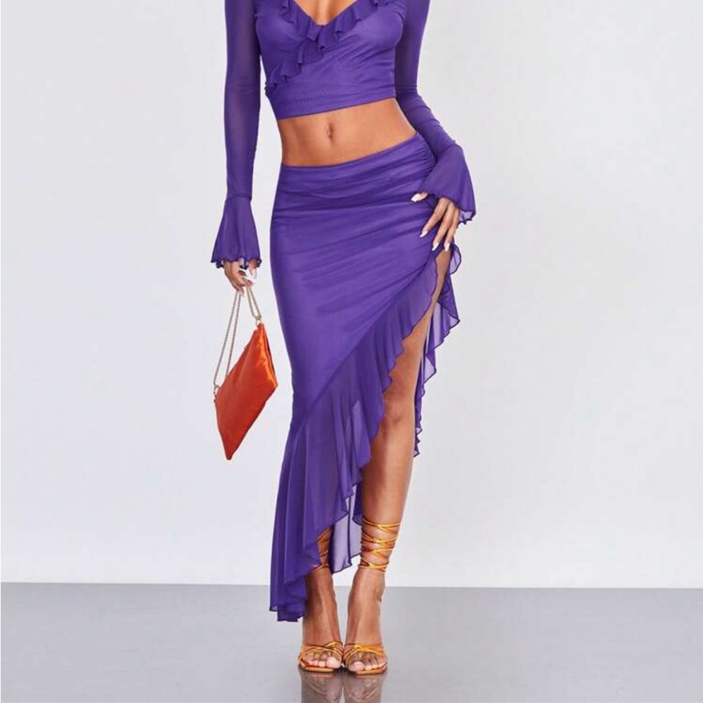 SHEIN - Purple Ruffle Trim Skirt
